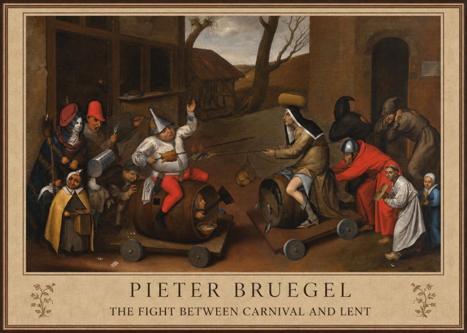 Pieter Bruegel The Fight Between Carnival and Lent IV No1 - Póster