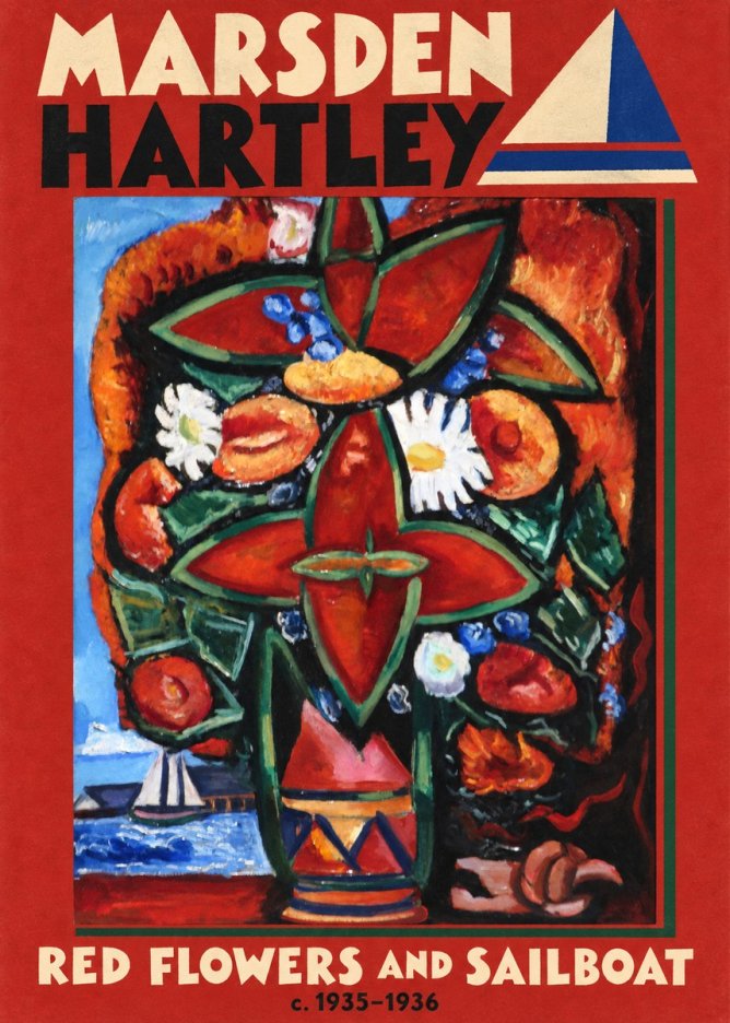 Marsden Hartley Red Flowers and Sailboat No5 - Póster