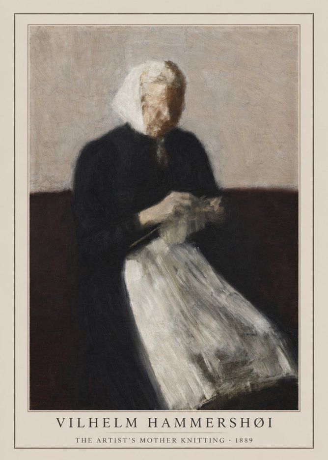 Vilhelm Hammershøi The Artist's Mother Knitting No1 - Póster
