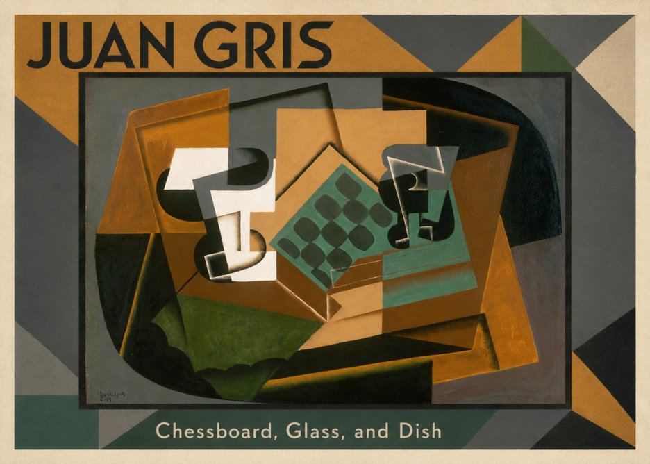 Juan Gris Chessboard, Glass, and Dish No1 - Póster
