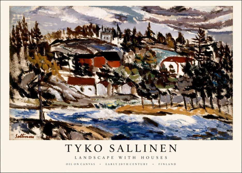 Tyko Sallinen Landscape with Houses No1 - Póster