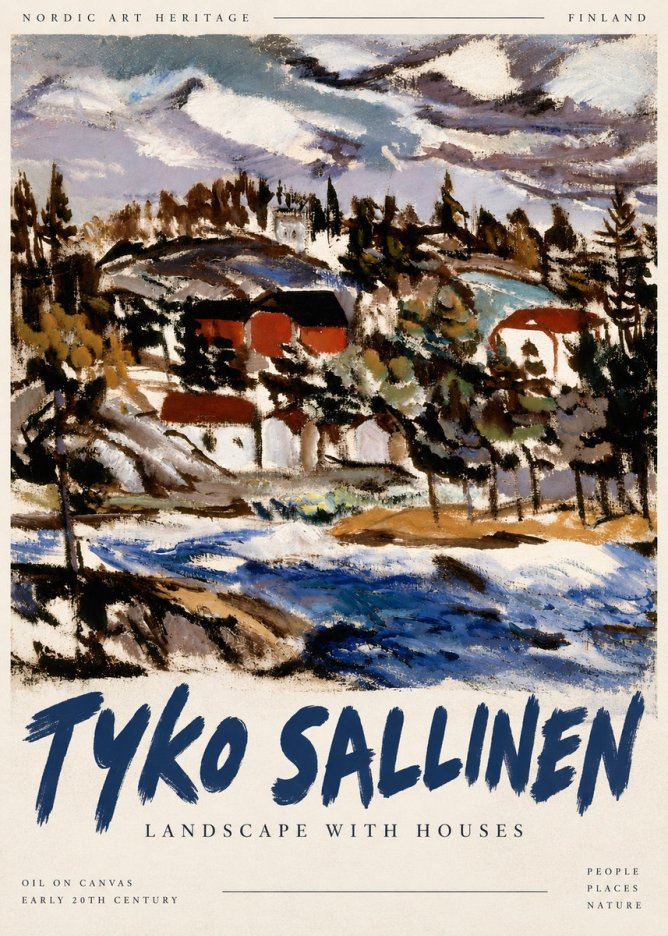 Tyko Sallinen Landscape with Houses No5 - Póster