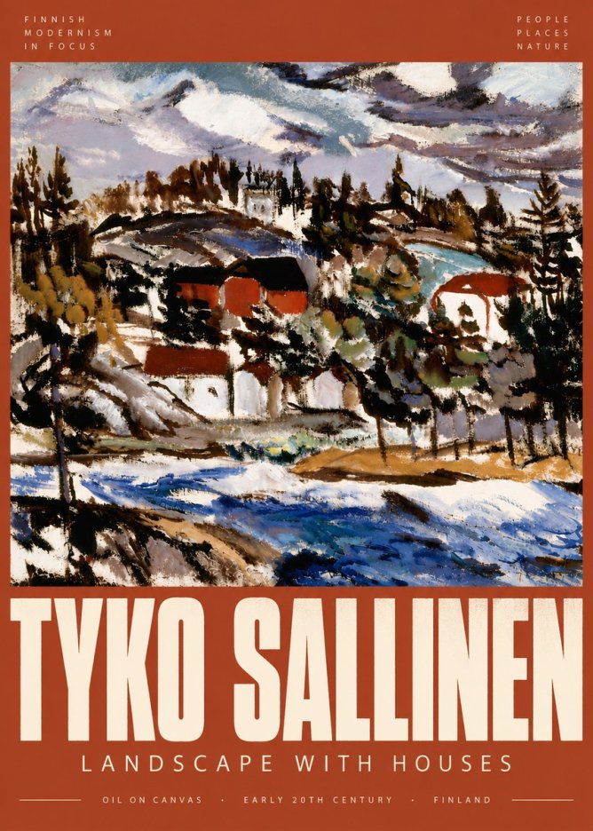 Tyko Sallinen Landscape with Houses No6 - Póster