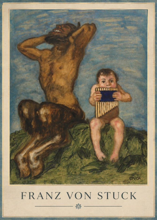 Franz von Stuck Laughing Faun and Playing Putto No3 - Póster