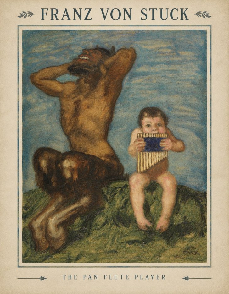 Franz von Stuck Laughing Faun and Playing Putto No5 - Póster