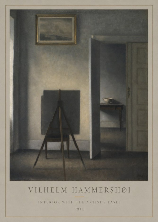 Vilhelm Hammershøi Interior with the Artist's Easel II No1 - Póster