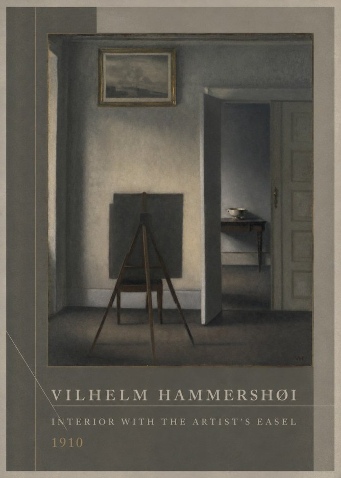 Vilhelm Hammershøi Interior with the Artist's Easel II No2 - Póster