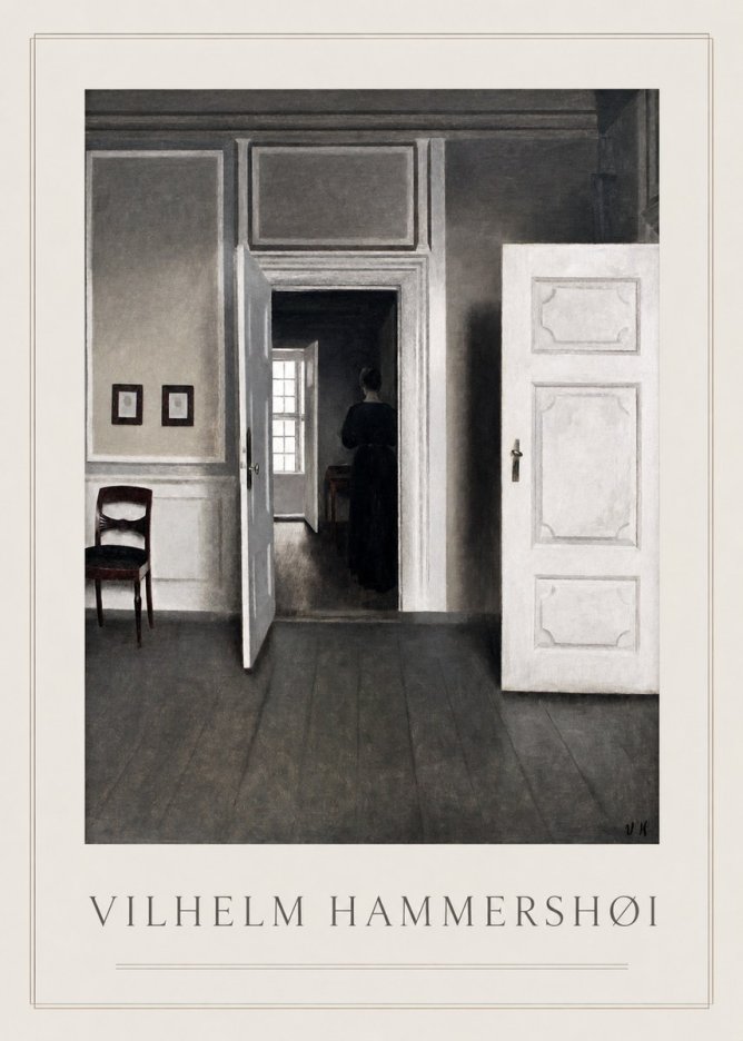 Vilhelm Hammershøi Interior with a Woman Seen from Behind No1 - Póster