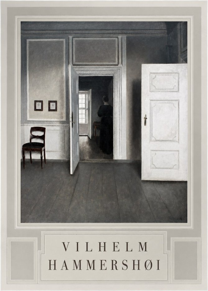 Vilhelm Hammershøi Interior with a Woman Seen from Behind No3 - Póster