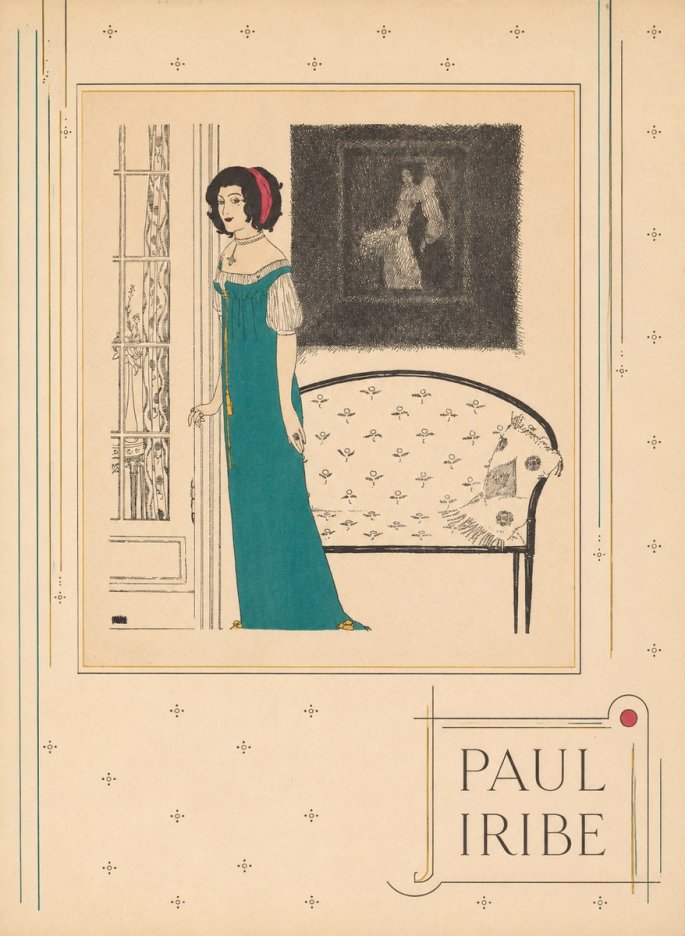 Paul Iribe Woman in Teal Gown No3 - Póster