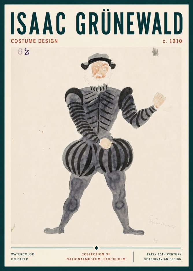 Isaac Grünewald Costume Design C. 1910 No3 - Póster