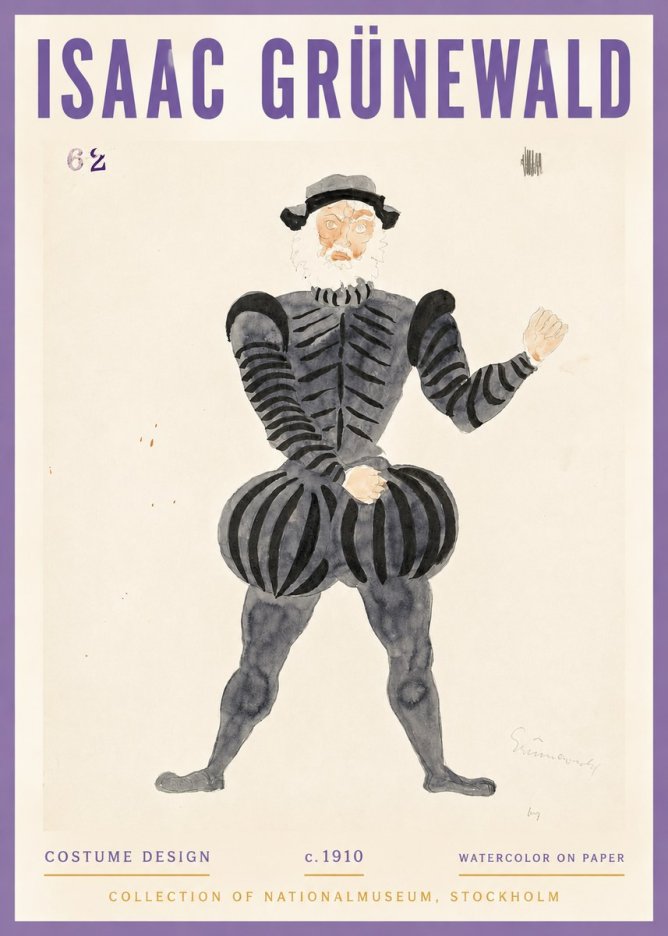 Isaac Grünewald Costume Design C. 1910 No4 - Póster
