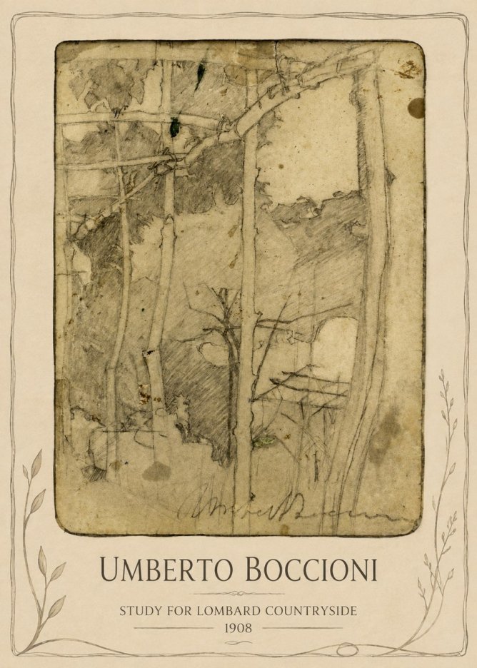 Umberto Boccioni Study for Lombard Countryside No3 - Póster