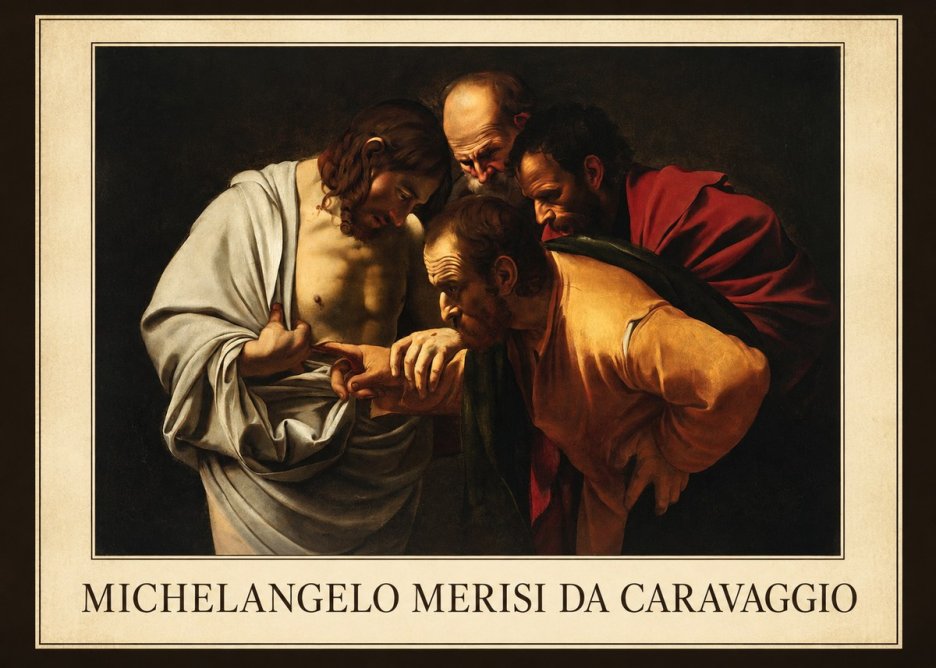 Michelangelo Merisi da Caravaggio The Incredulity of Saint Thomas IV No1 - Póster