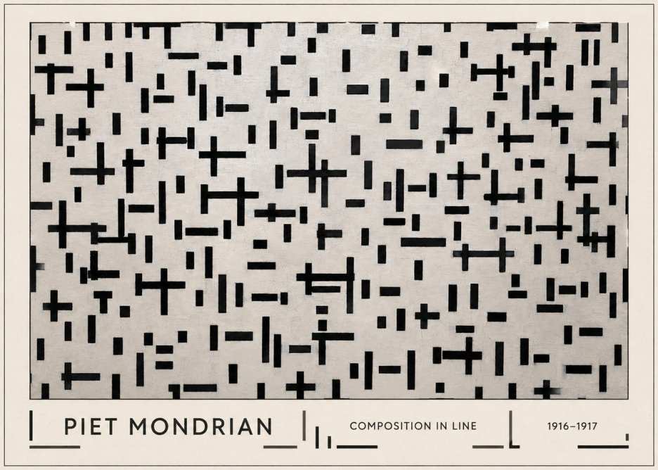 Piet Mondrian Composition in Line No1 - Póster