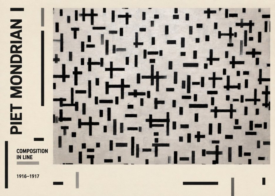 Piet Mondrian Composition in Line No2 - Póster