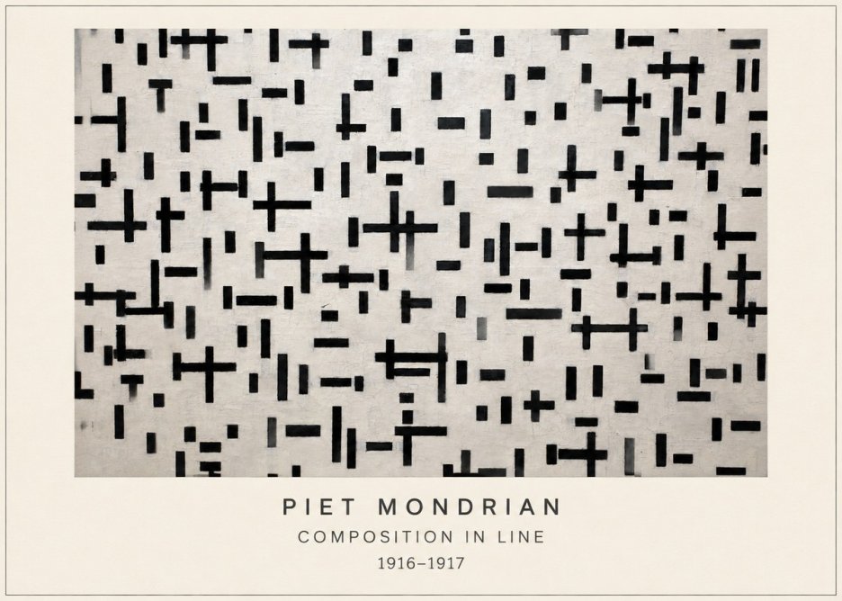 Piet Mondrian Composition in Line No4 - Póster