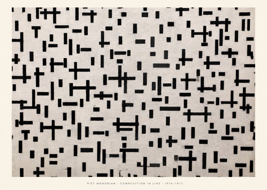 Piet Mondrian Composition in Line No5 - Póster