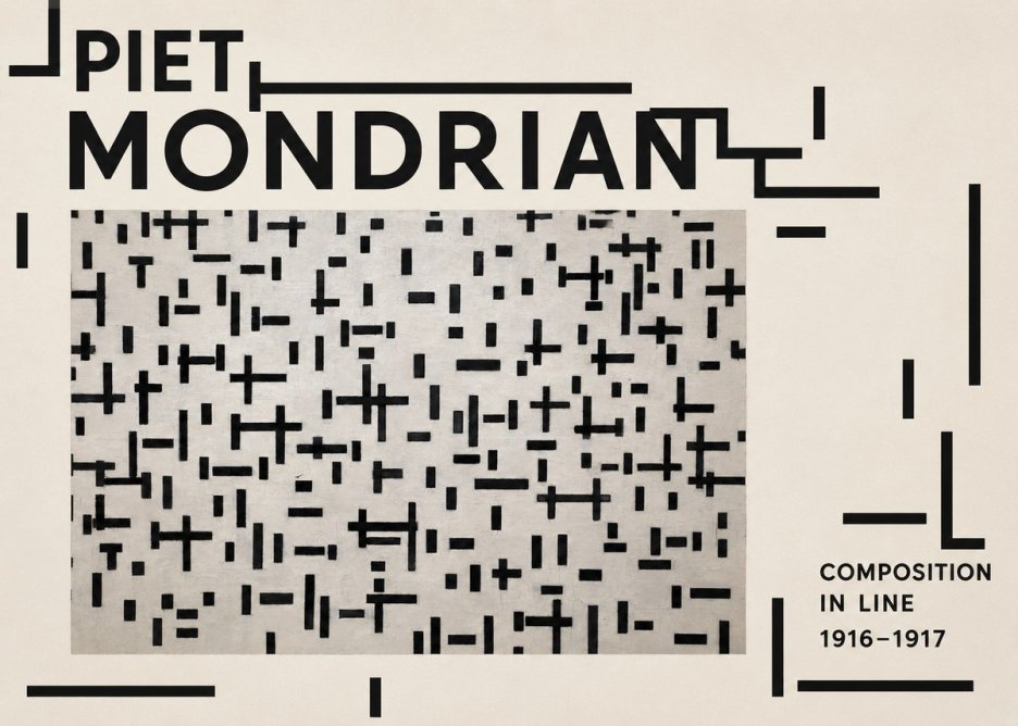 Piet Mondrian Composition in Line No6 - Póster