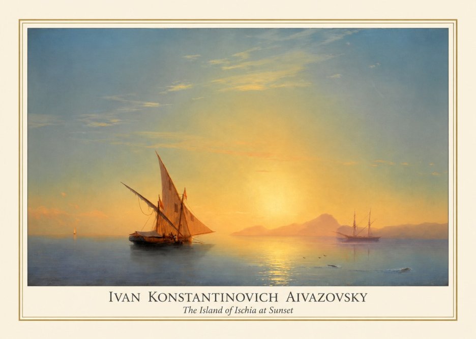 Ivan Konstantinovich Aivazovsky The Island of Ischia at Sunset No4 - Póster
