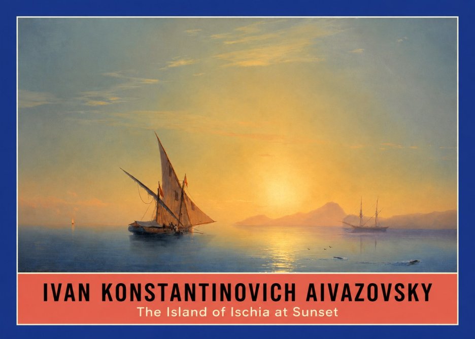 Ivan Konstantinovich Aivazovsky The Island of Ischia at Sunset No5 - Póster