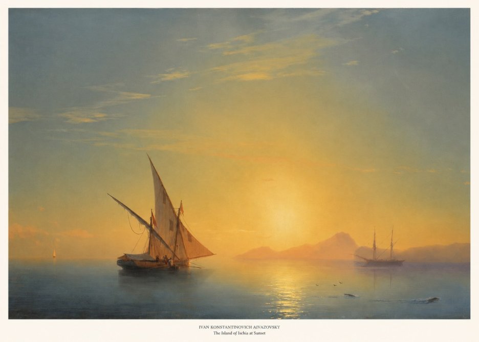 Ivan Konstantinovich Aivazovsky The Island of Ischia at Sunset No6 - Póster