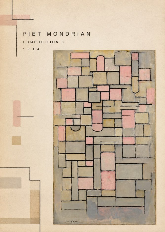 Piet Mondrian Composition 8 No2 - Póster