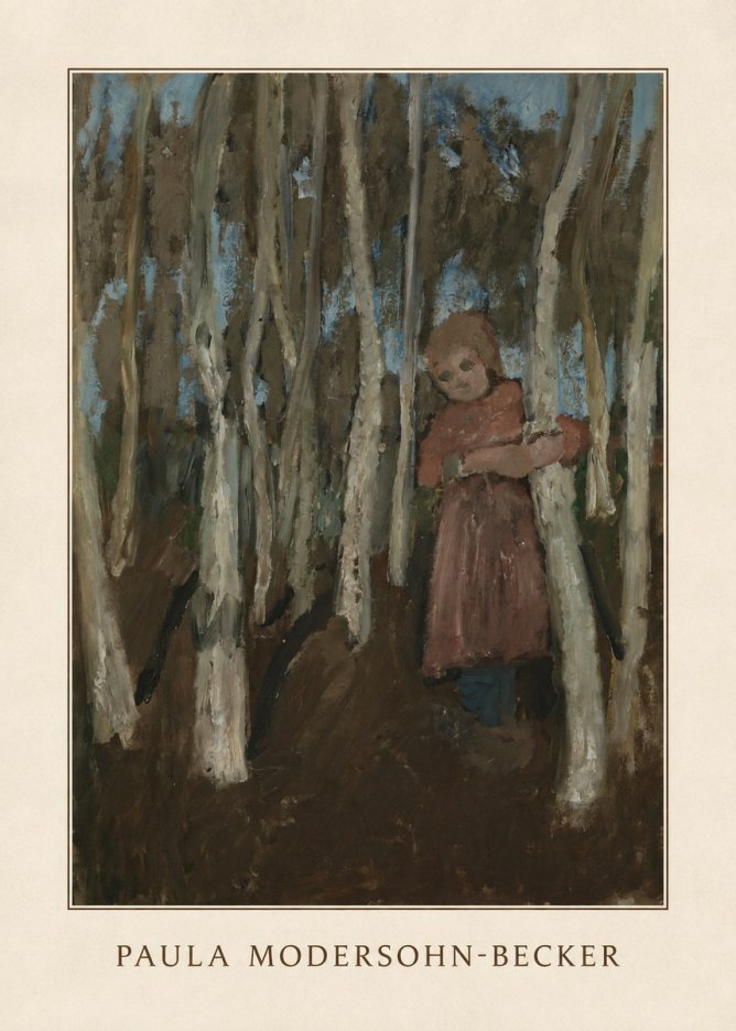Paula Modersohn-Becker Girl in a Birch Forest No3 - Póster