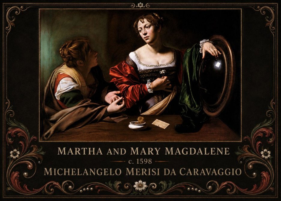 Michelangelo Merisi da Caravaggio Martha and Mary Magdalene No6 - Póster