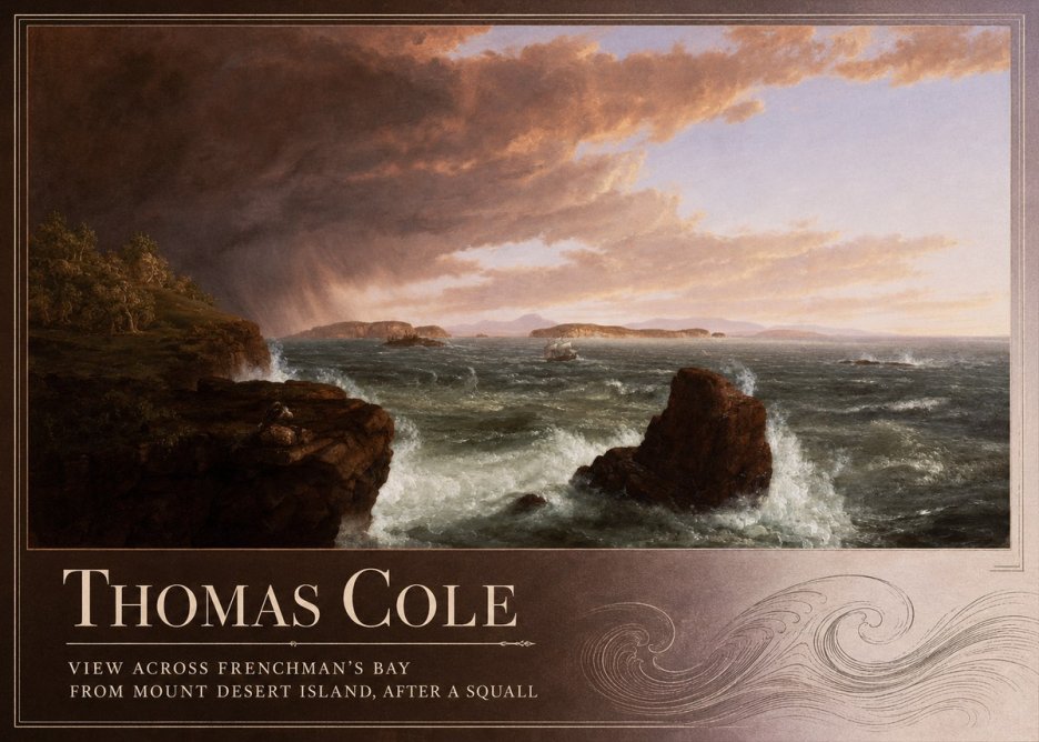 Thomas Cole View Across Frenchman's Bay from Mount Desert Island, After a Squall II No2 - Póster