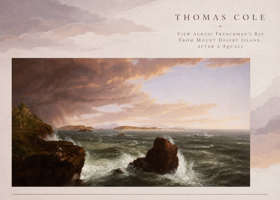 Thomas Cole View Across Frenchman's Bay from Mount Desert Island, After a Squall II No5 - Póster