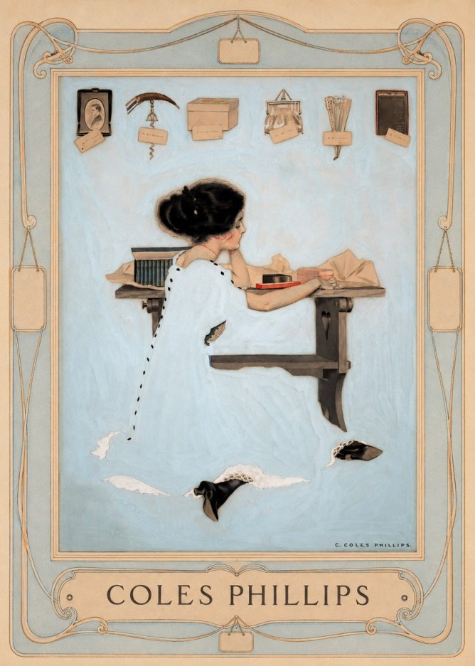 Coles Phillips Thinking of Him No5 - Póster