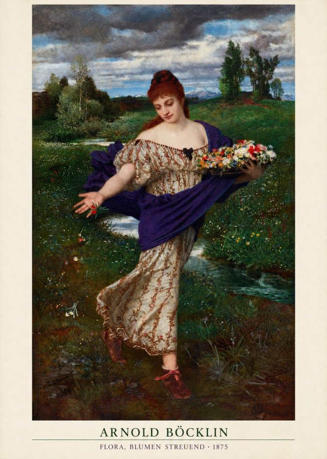 Arnold Böcklin Flora, Blumen Streuend II No2 - Póster
