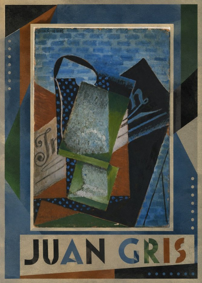 Juan Gris Still Life with Fruit Bowl and Bottle No1 - Póster