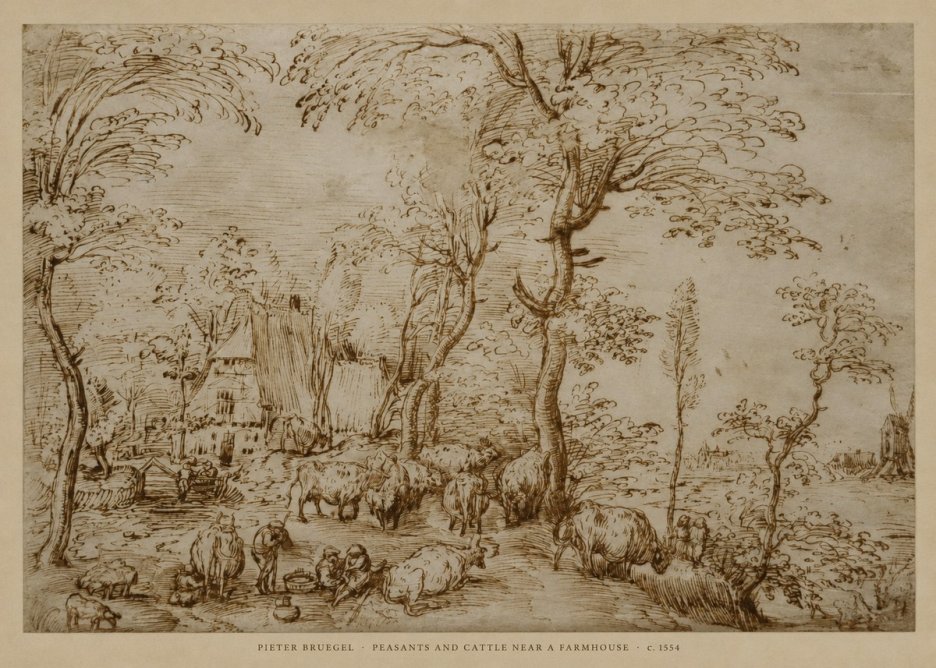 Pieter Bruegel Peasants and Cattle Near a Farmhouse No6 - Póster