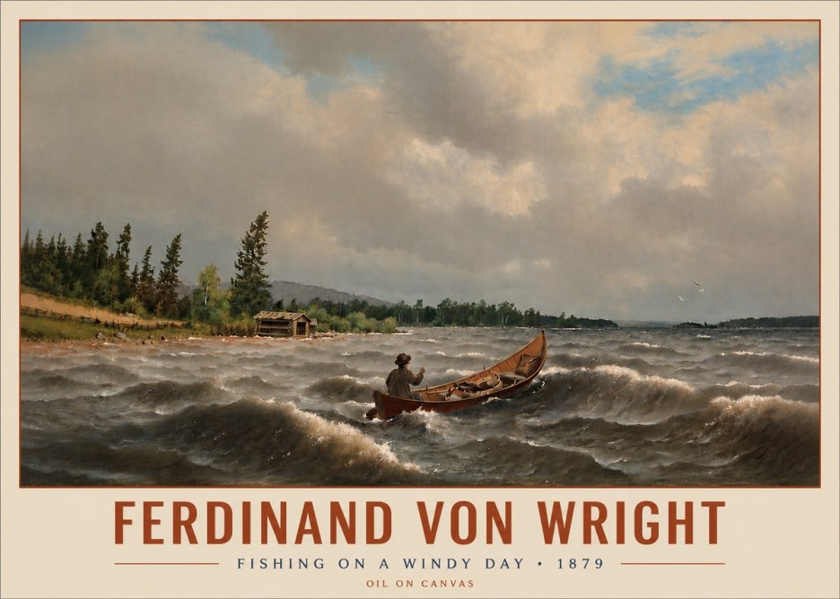 Ferdinand von Wright Fishing on a Windy Day No5 - Póster