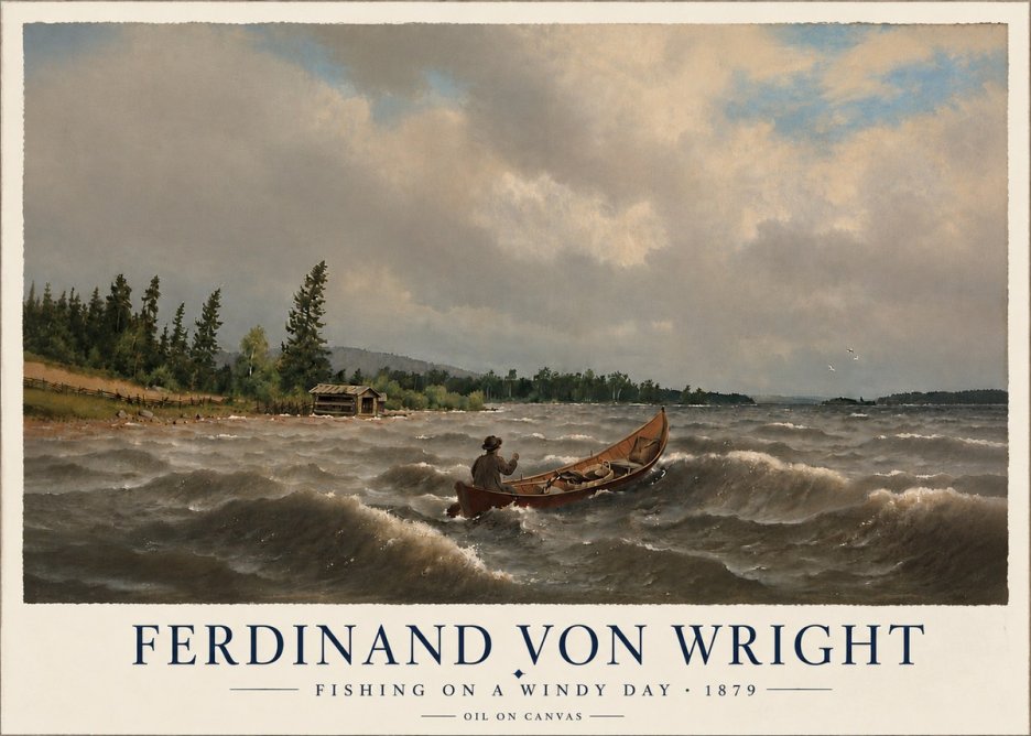 Ferdinand von Wright Fishing on a Windy Day No6 - Póster