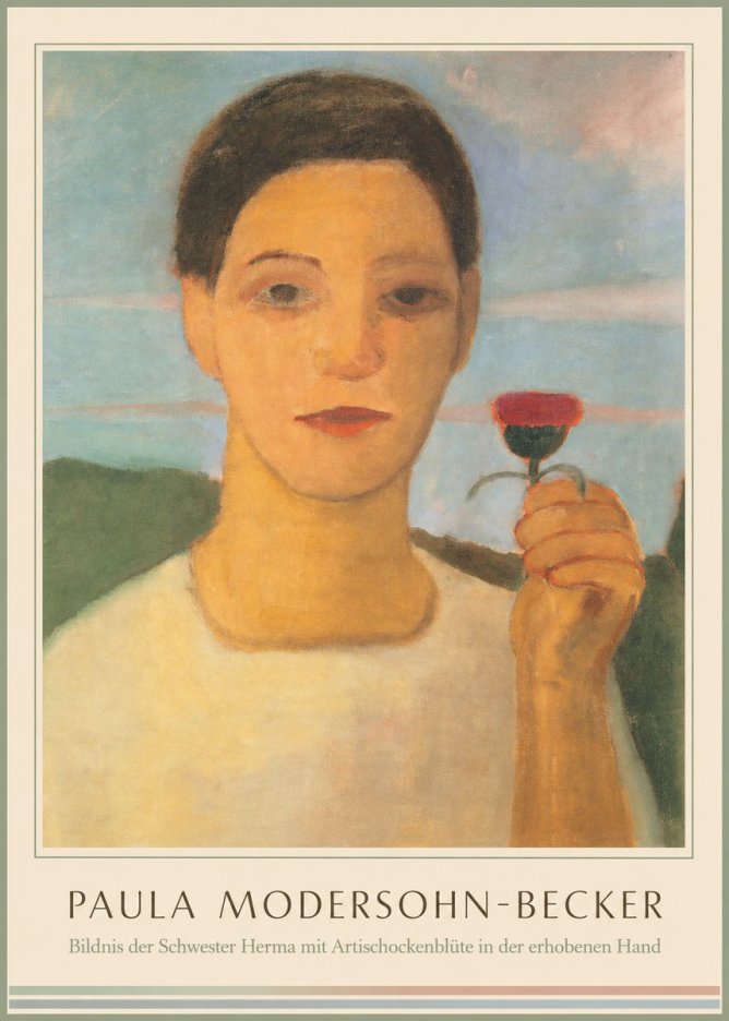 Paula Modersohn-Becker Bildnis Der Schwester Herma Mit Artischockenblüte in Der Erhobenen Hand No1 - Póster