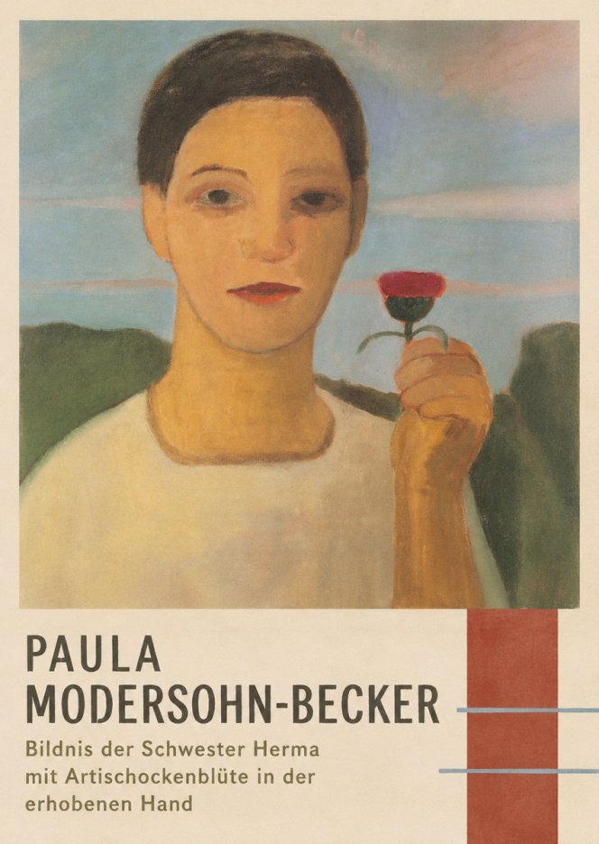 Paula Modersohn-Becker Bildnis Der Schwester Herma Mit Artischockenblüte in Der Erhobenen Hand No4 - Póster
