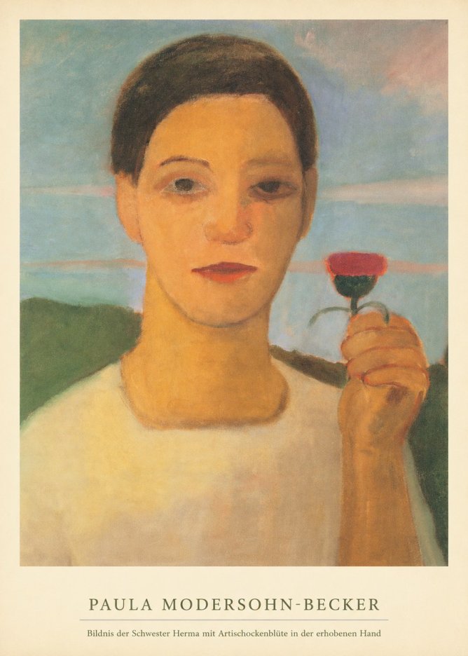 Paula Modersohn-Becker Bildnis Der Schwester Herma Mit Artischockenblüte in Der Erhobenen Hand No6 - Póster