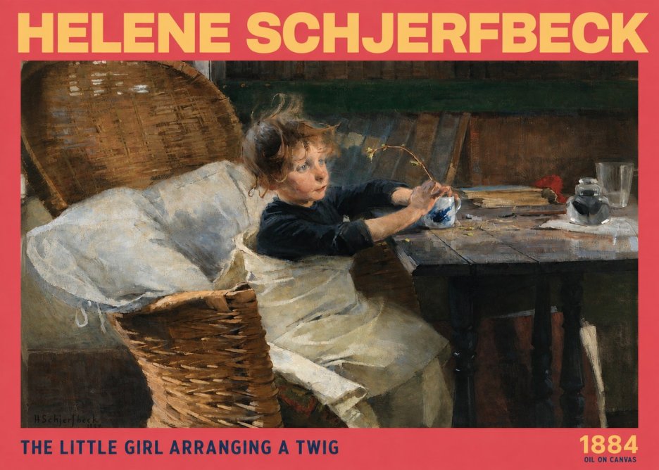 Helene Schjerfbeck The Little Girl Arranging a Twig No2 - Póster