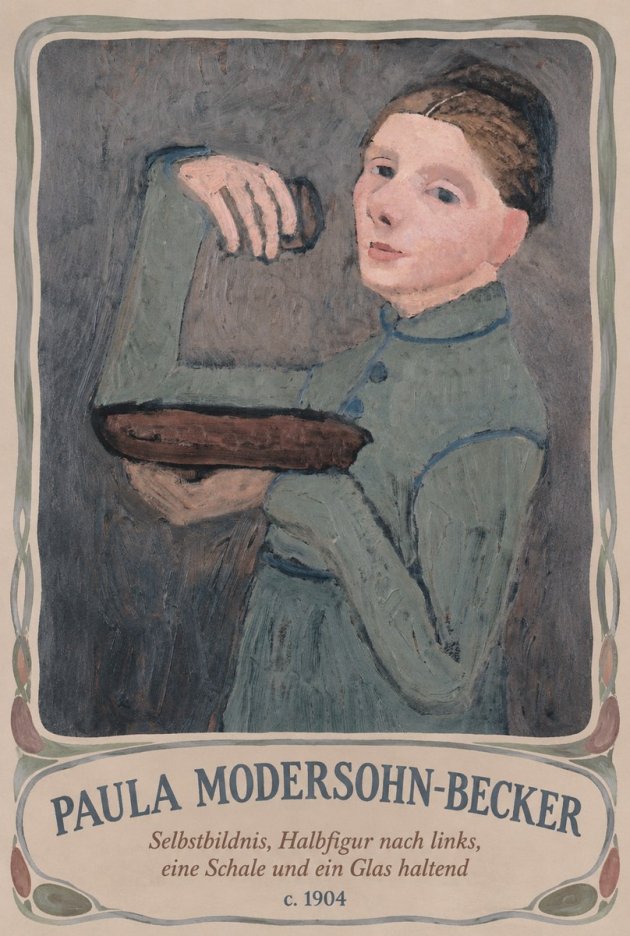 Paula Modersohn-Becker Selbstbildnis, Halbfigur Nach Links, Eine Schale Und Ein Glas Haltend No3 - Póster