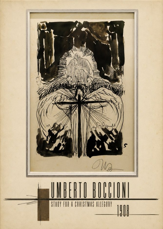 Umberto Boccioni Study for a Christmas Allegory No5 - Póster