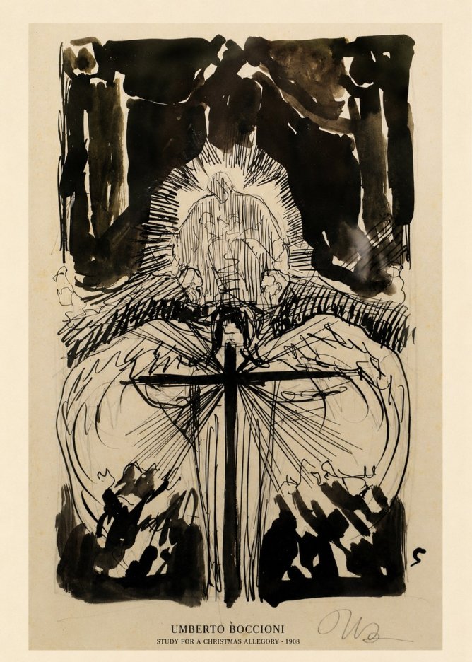 Umberto Boccioni Study for a Christmas Allegory No6 - Póster