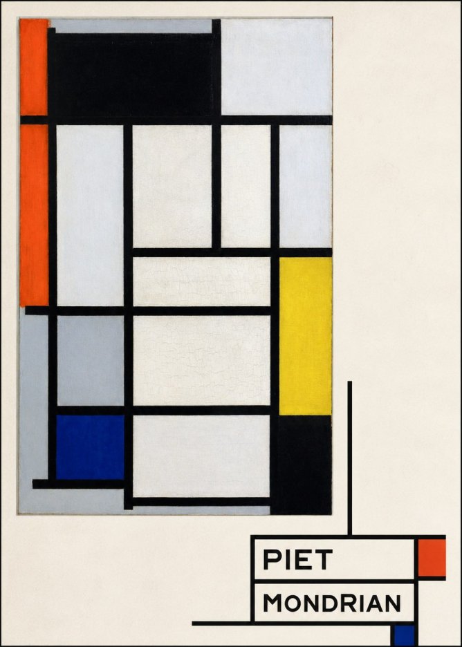 Piet Mondrian Composition with Red, Blue and Yellow No4 - Póster