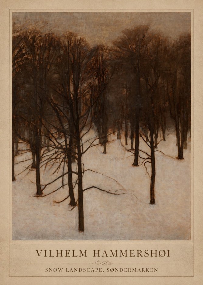 Vilhelm Hammershøi Snow Landscape, Søndermarken No1 - Póster