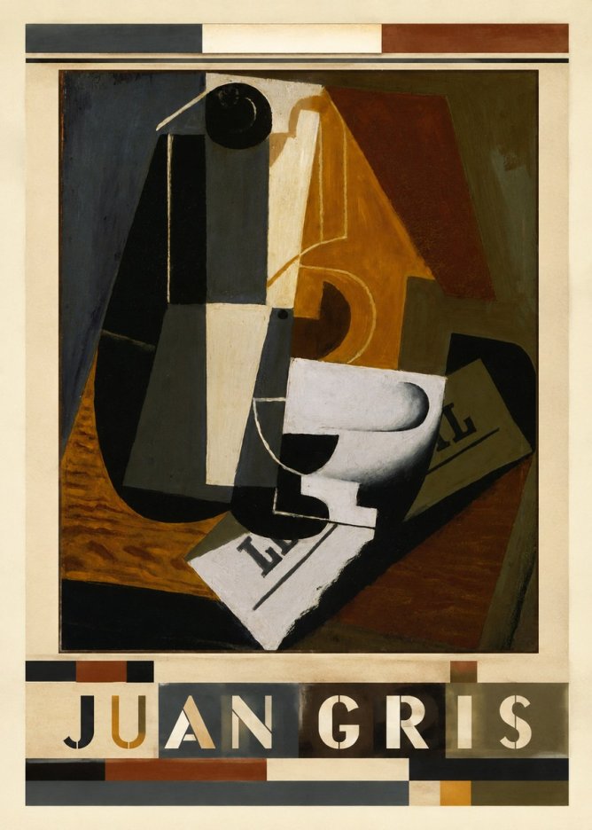 Juan Gris Glass and Bottle No3 - Póster