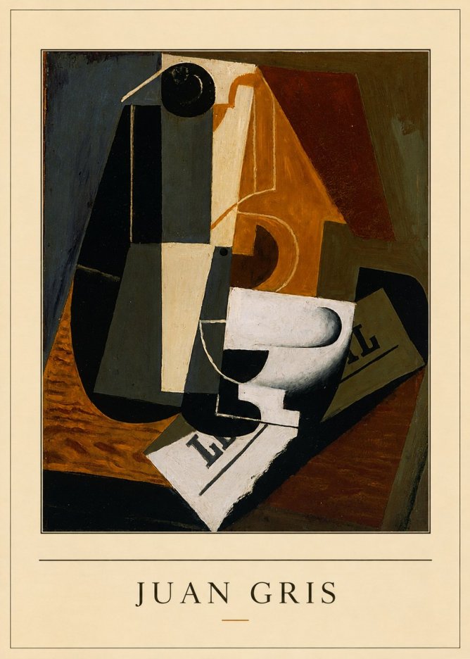 Juan Gris Glass and Bottle No4 - Póster