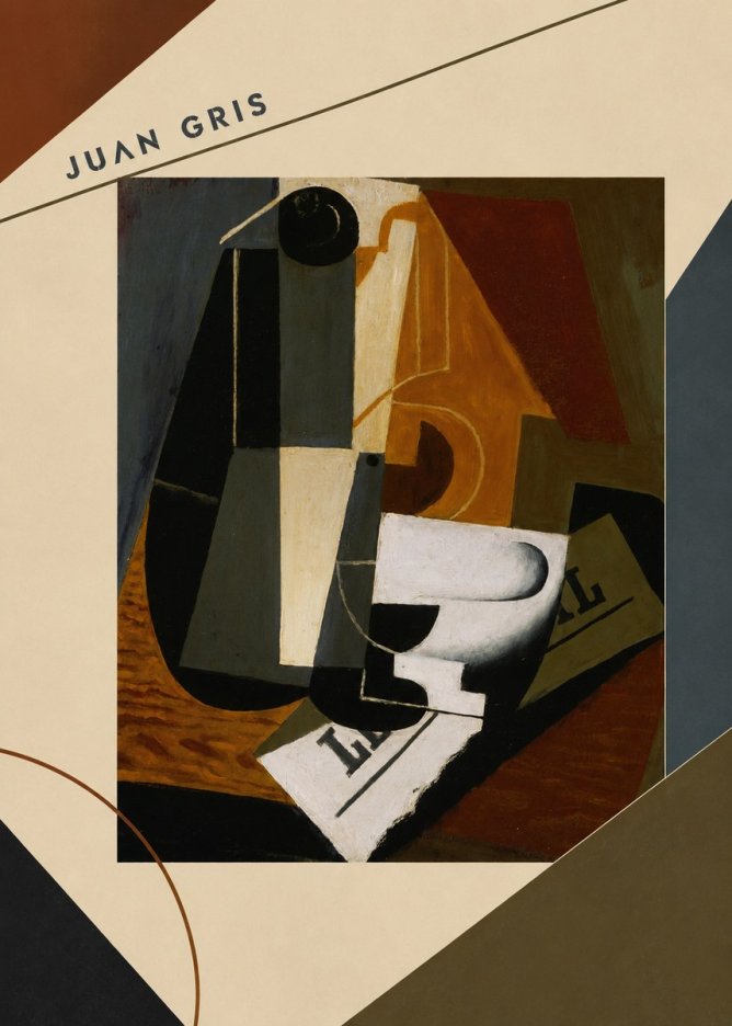 Juan Gris Glass and Bottle No6 - Póster