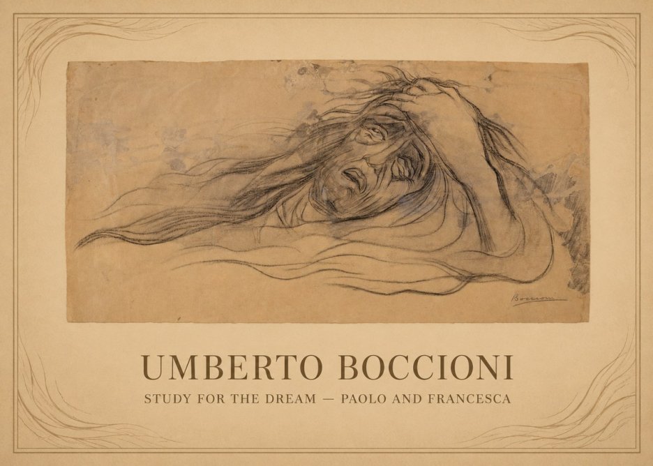Umberto Boccioni Study for the Dream — Paolo and Francesca No1 - Póster